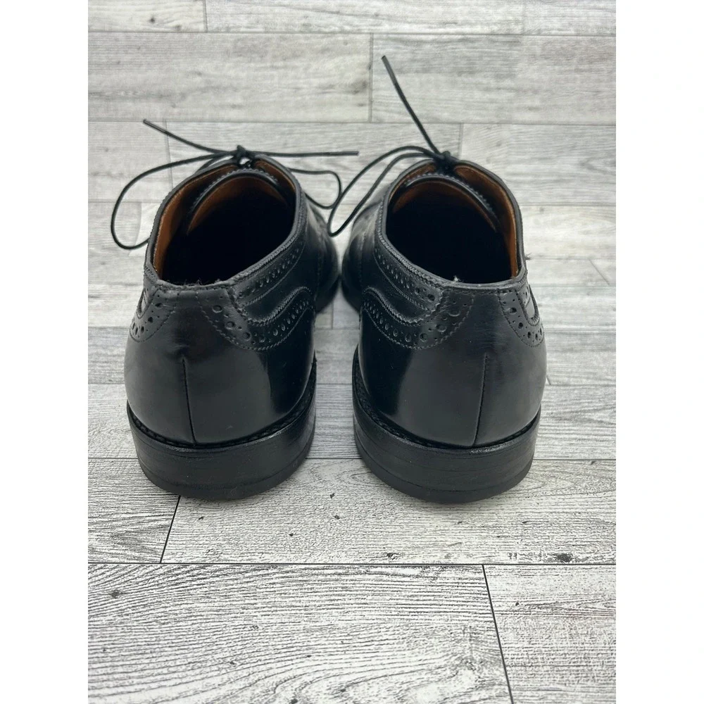 Allen Edmonds Sanford Black‎ Leather Cap Toe Brogue Derby Shoes Men Sz 8D 5207